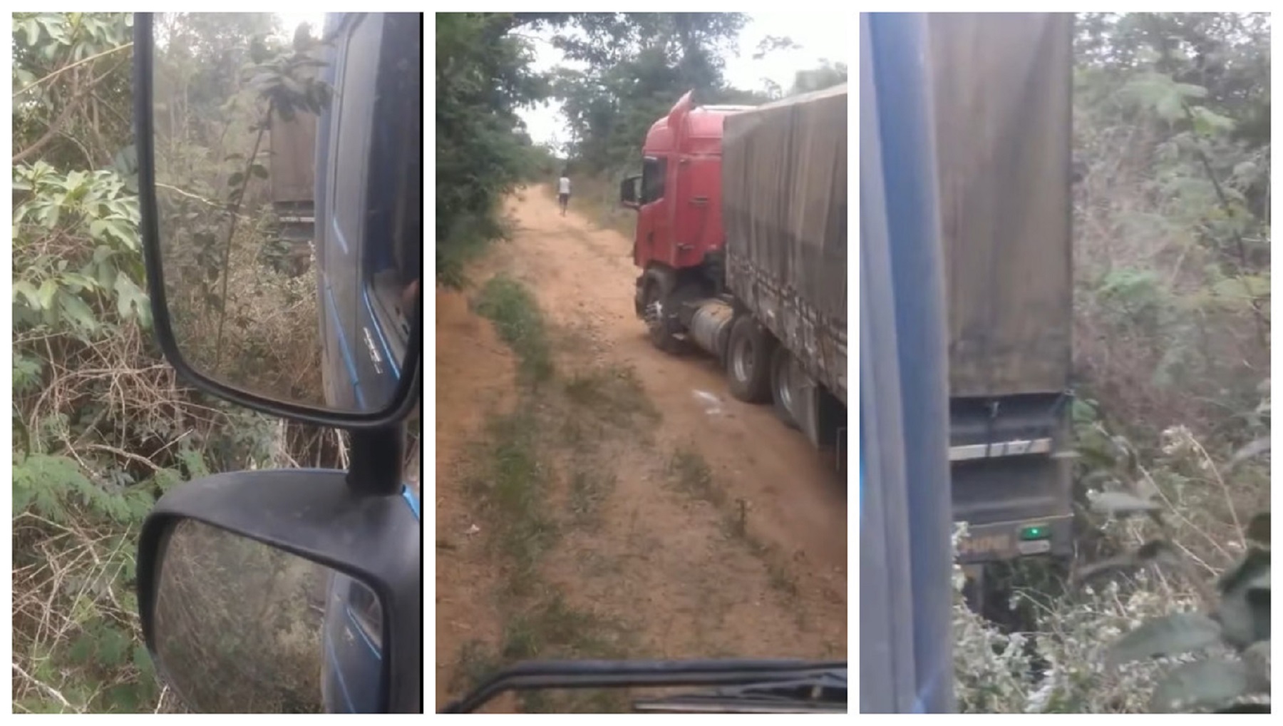 Caminhão da Scania não consegue subir morro e caminhoneiro dorme em matagal