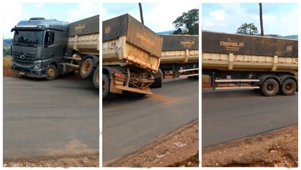 Caminhão volta de ré na subida e vagões acabam se chocando