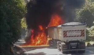 Caminhão pega fogo e causa grande congestionamento na rodovia Anchieta