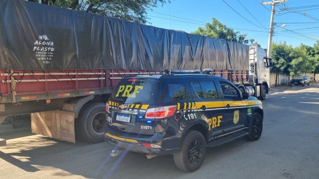 PRF apreende carga ilegal de madeira e autua caminhoneiro por crime ambiental