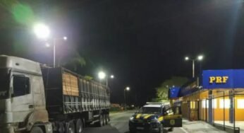 PRF flagra condutor de carreta sem CNH e com madeira irregular