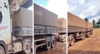 Veículo com 13 eixos chama atenção nas redes sociais