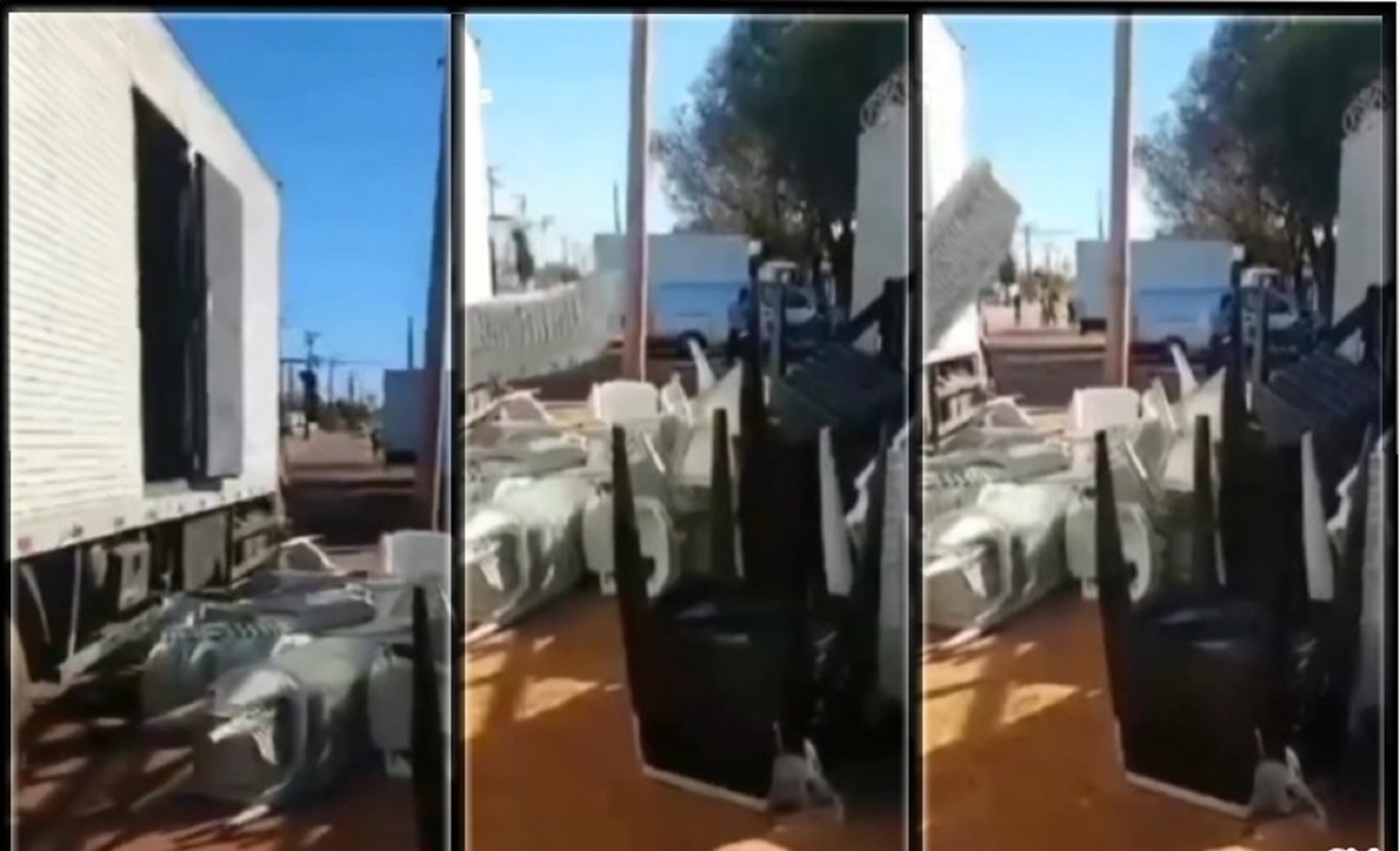 Caminhoneiro descarrega carga em frente a estabelecimento em Palmas (TO)
