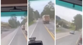 Caminhoneiro quase causa acidente ao realizar série de ultrapassagens perigosas