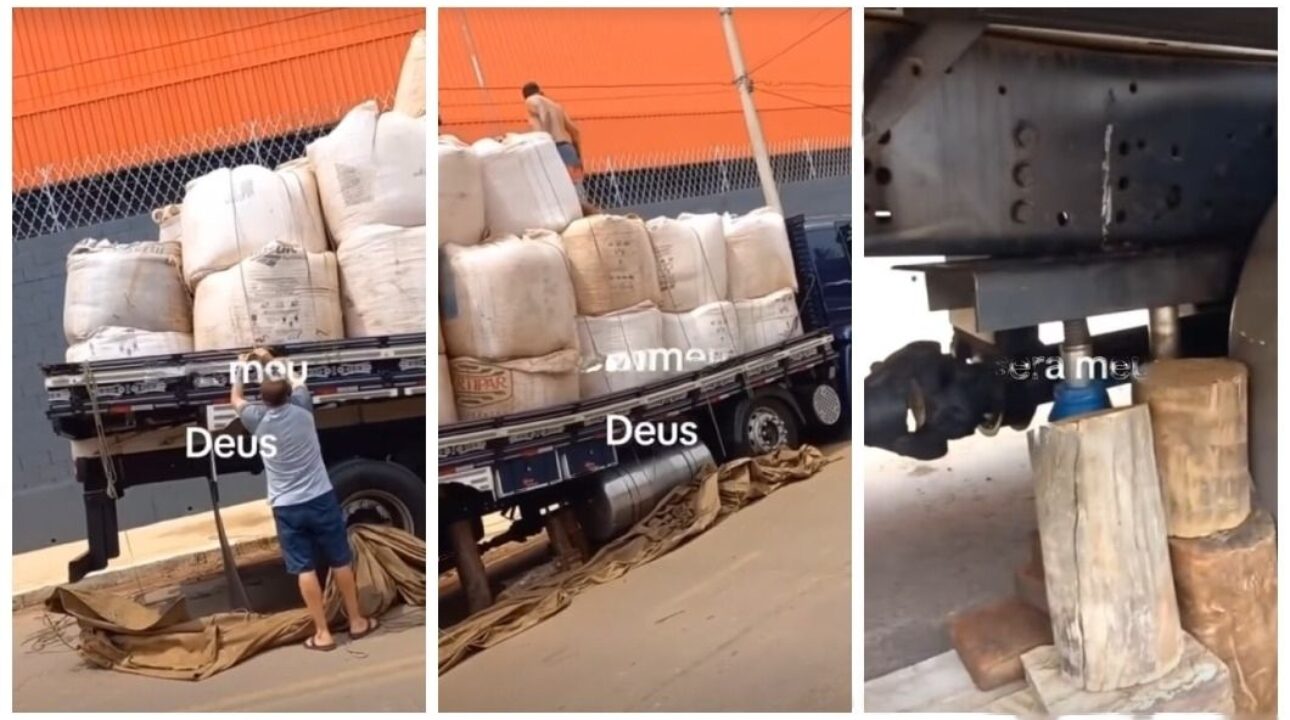 Carroceria do Constellation 330 cede sob o peso da carga