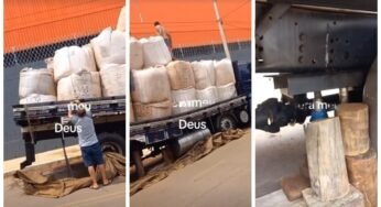 Carroceria do Constellation 330 cede sob o peso da carga