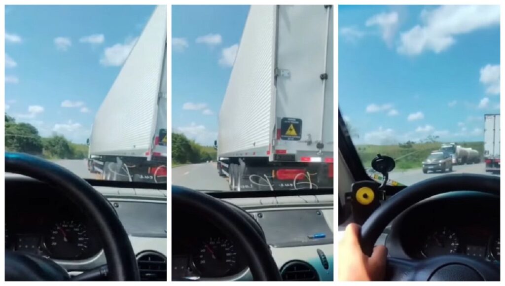 Caminhoneiro salva vida de motorista ao impedi-lo de realizar uma ultrapassagem perigosa