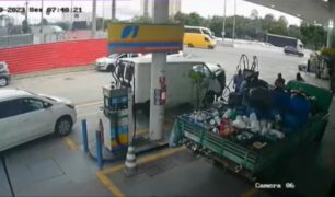 Caminhonete explode em posto de combustível enquanto abastecia com GNV