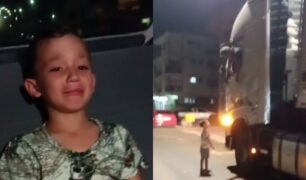 Garotinho chora ao reencontrar seu avô caminhoneiro no dia de seu aniversário