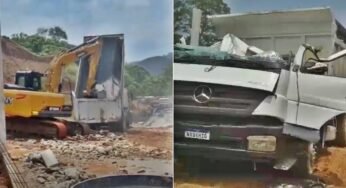 Operador de escavadeira destrói caminhão após discussão