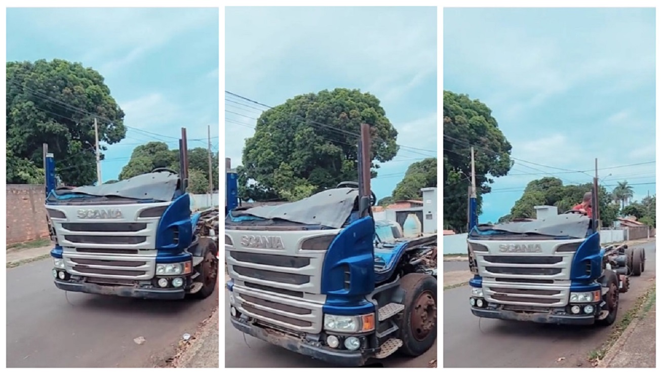 Brincadeira com caminhão 'conversível' diverte internautas e reacende memória do Scania Red Pearl