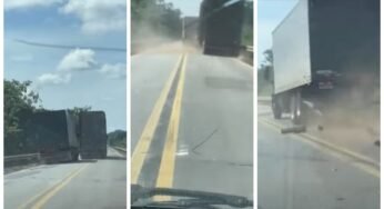 Caminhoneiro atinge carreta boiadeiro após fechada em Rodovia