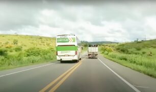 Motorista captura manobra de ultrapassagem de ônibus da empresa Gontijo
