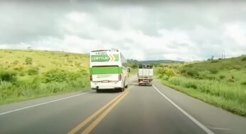 Motorista captura manobra de ultrapassagem de ônibus da empresa Gontijo