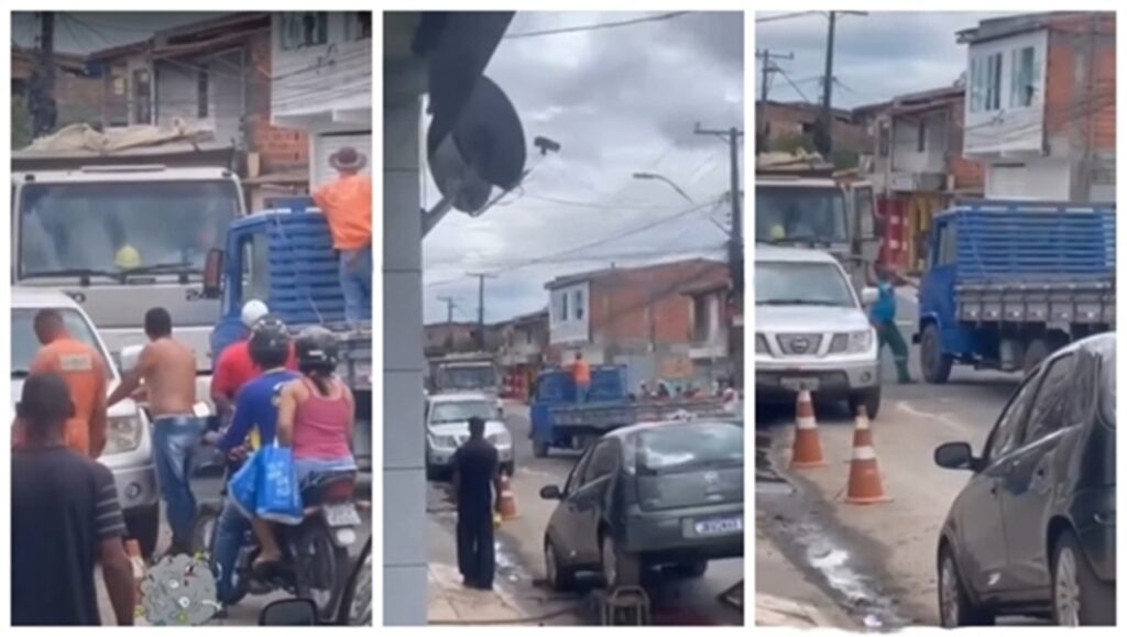 Confusão entre caminhoneiros termina em pancadaria com pá