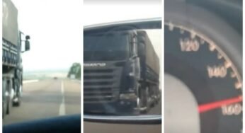 Vídeo mostra caminhão Scania trafegando a mais de 160 km/h