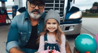 Pai caminhoneiro faz aniversário surpresa para a filha em seu caminhão e emociona a internet.