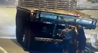 Ladrões usam caminhão para roubar cabos subterrâneos no Rio de Janeiro