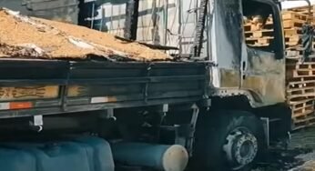 Balão atinge caminhão e destrói parte do veículo