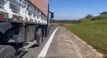 Estouro inusitado: caminhoneiro surpreendido por pneu de estepe