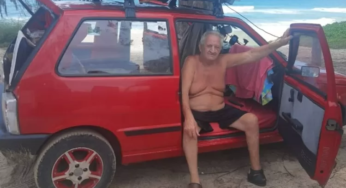 Caminhoneiro aposentado de 71 anos transforma Fiat Uno em casa. “Viajando só, tenho liberdade.