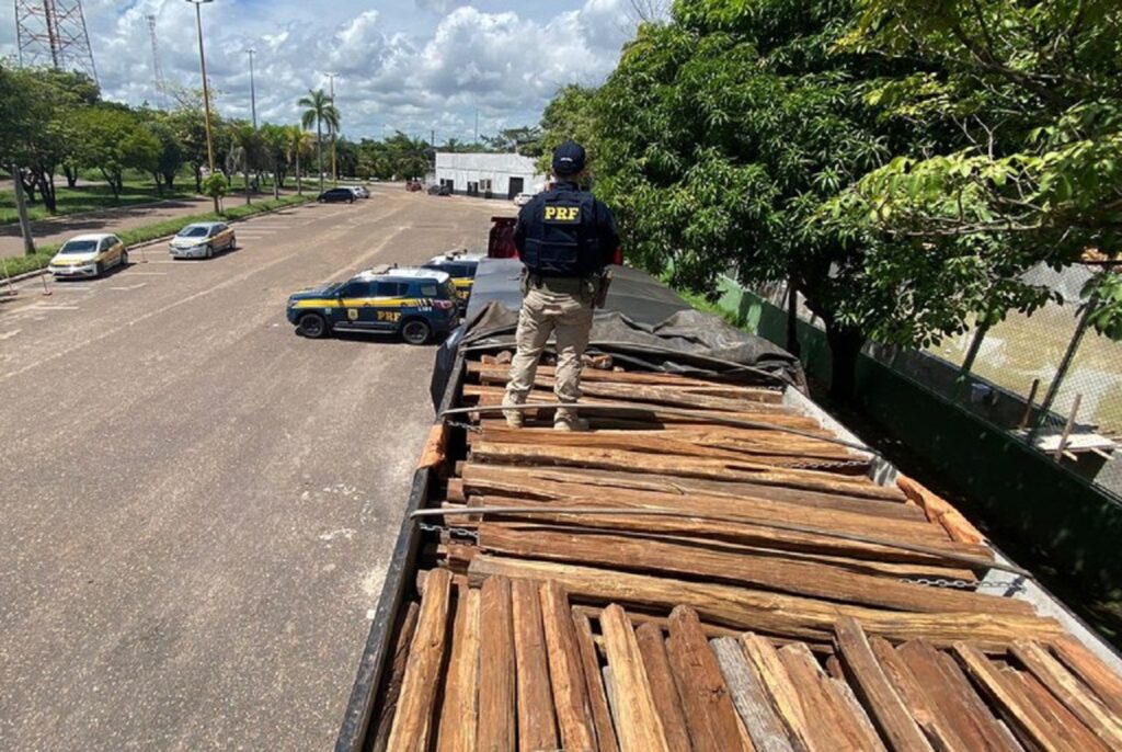 PRF apreende carga com guia florestal falsa em Marabá, Pará