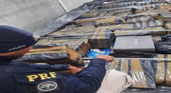 Carregamento de vinhos é encontrado dentro de carga de arroz em caminhão