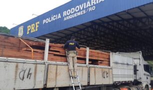 PRF apreende carregamentos irregulares de madeira em Rondônia