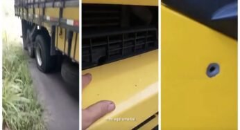 Caminhoneiro relata situação crítica com pneus furados e tiros na cabine