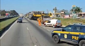 Caminhoneiro Willas Timbó registra transporte de carga superdimensionada na Dutra