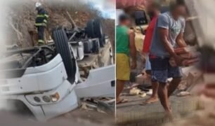 Carga de caminhão é saqueada enquanto corpo de motorista ainda estava na cabine