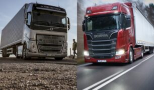 Rivalidade entre caminhoneiros: Scania vs. Volvo em disputa na estrada