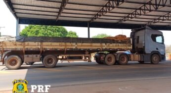 PRF apreende carga de madeira serrada irregular em Scania R450