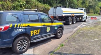 PRF flagra caminhão tanque com irregularidade na Br-040