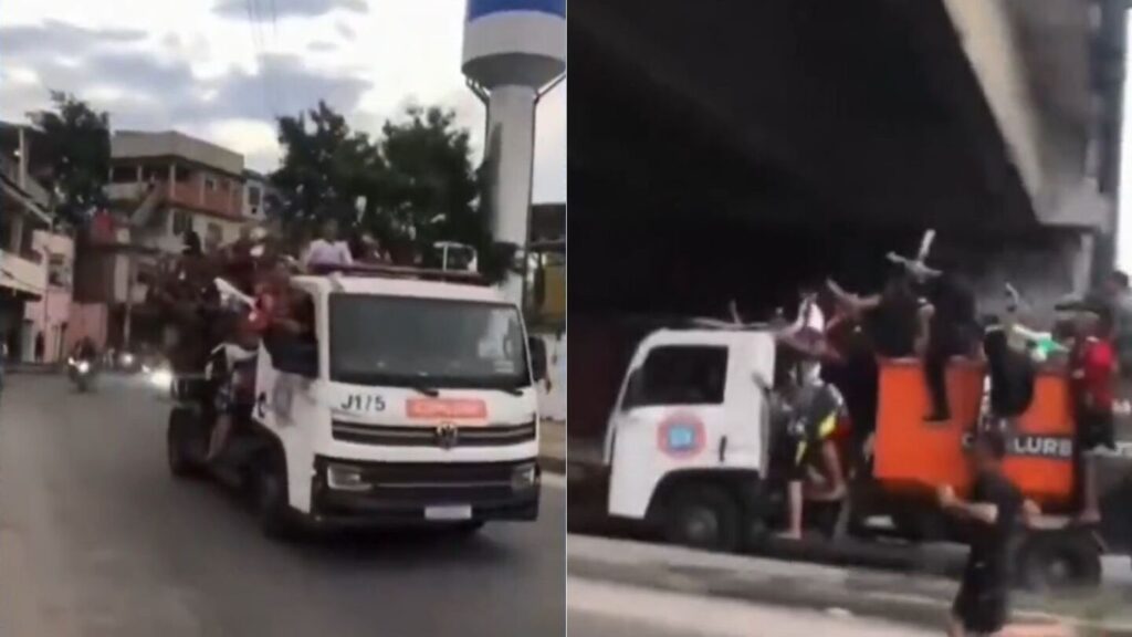 Caminhão do lixo é tomado por criminosos após assalto no Rio de Janeiro