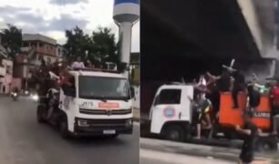 Caminhão do lixo é tomado por criminosos após assalto no Rio de Janeiro