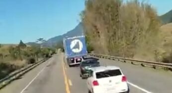 Caminhoneiro desequilibrado quase mata inocentes em rodovia