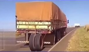 Caminhoneiro inova para conseguir chegar a posto mais próximo sem dois pneus da carreta