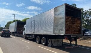 PRF aprende carga de madeira nativa irregular na capital Tocantinense