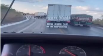 Ultrapassagem errada termina com caminhoneiro sem saída