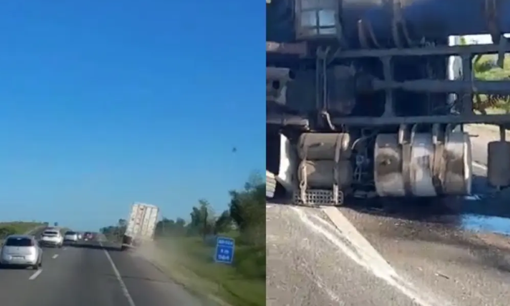 Caminhoneiro visivelmente embriagado tomba carreta na BR-324 e abandona veículo antes da chegada da PRF