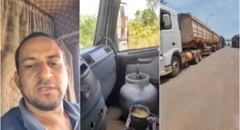 Caminhoneiro improvisa almoço na boleia após restrição ao uso da cozinha.