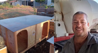 Caminhoneiro transforma vidas ao construir e doar casinhas para animais de rua