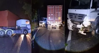 Caminhão em alta velocidade atinge carreta e causa congestionamento na Rodovia Anchieta