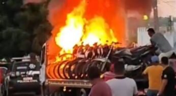 Pai e Filho ateiam fogo em caminhão-guincho após moto ser apreendida em Araripina