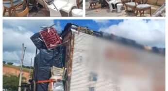 PRF flagra mudança sendo levada do lado de fora de caminhão