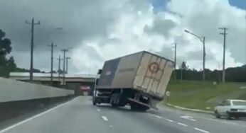 Caminhoneiro é preso após ser flagrado realizando manobras arriscadas.