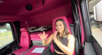 Gabriely Franciscon mostra como é seu dia a dia nas estradas.