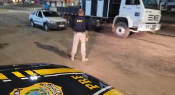 PRF recupera caminhão roubado na BR-101, em Serra (ES), com placas clonadas
