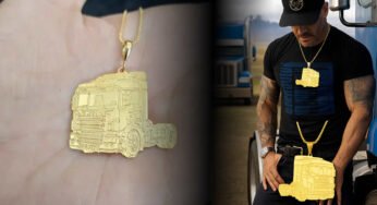 Dica de presente ideal para caminhoneiros: pingente de caminhão Scania R470 folheado a ouro 18k